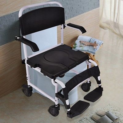 Bathroom Shower top Toilet Commode Wheelchair with Drop Arms