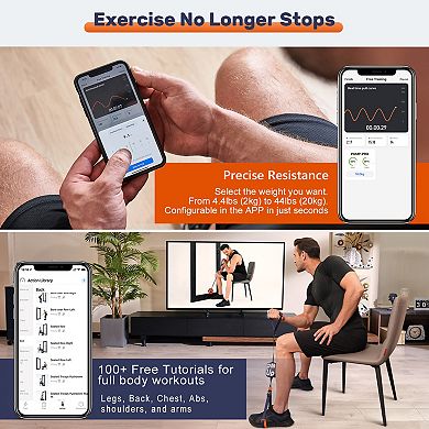 UNITREE PUMP Home Fitness Portable Pocket Sized Electric Adjustable Heavy Resistance Band Equipment with 4.4-44 LB of Resistance, 6 Training Modes and Smart APP Assistant
