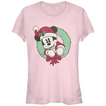 Disney's Mickey Mouse Juniors' Christmas Wreath Graphic Tee
