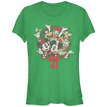 Disney's Mickey Mouse & Friends Juniors' Christmas Wreath Graphic Tee