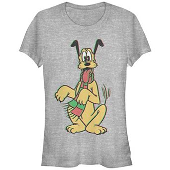 Disney's Mickey Mouse Juniors' Classic Pluto Wearing Scarf Graphic Tee