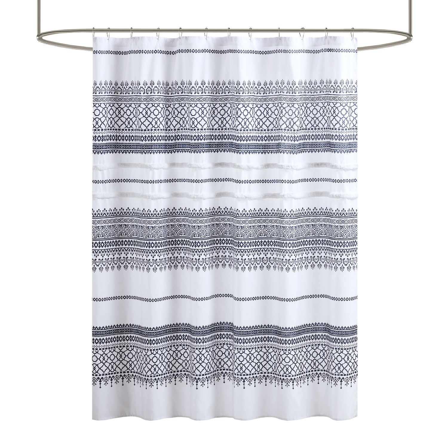 Madison Park Montrose Printed Shower Curtain With Chenille Trim   6570745 ALT3