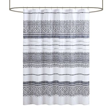 Madison Park Montrose Printed Shower Curtain with Chenille Trim