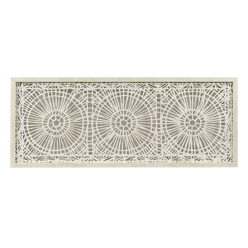 INK+IVY Wall Decor Framed Medallion Rice Paper Shadow Box Wall Decor  39.5 W x 15.75 H x 1.25 D