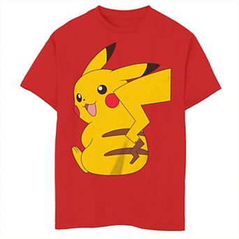 Boy's Pokemon Cute Smiling Pikachu Sitting Across Tee