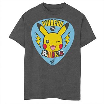 Boys 6-20 Pokemon Pikachu Rocks Guitar Pick Tee