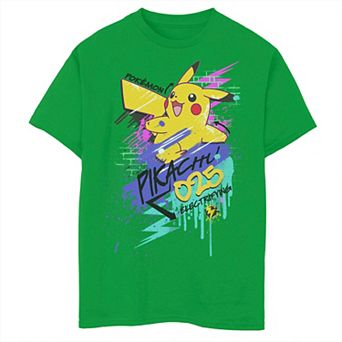 Boy's Pokemon Pikachu 025 Electrifying Skate Graffiti Tee