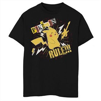 Boys 6-20 Pokemon Pikachu Rule Guitar Lightning Bolts Tee
