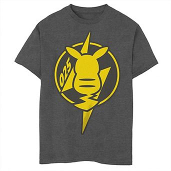 Boys 6-20 Pokemon Pikachu 025 Back Lightning Bolt Circle Badge Tee