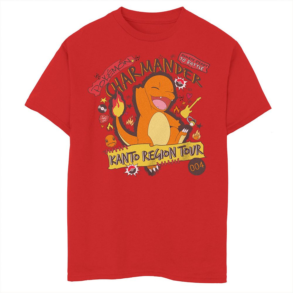 Boy's Pokemon Charmander 004 Kanto Region Tour Punk Tee
