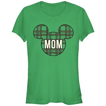 Disney's Mickey Mouse Juniors' Mom Plaid Patch Graphic Tee