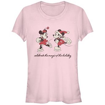 Disney's Mickey Mouse & Minnie Juniors' Holiday Skating Graphic Tee