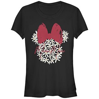 Disney's Minnie Mouse Juniors' Floral Head Design Graphic Tee