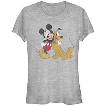 Disney's Mickey Mouse & Pluto Juniors' Distressed Image Graphic Tee