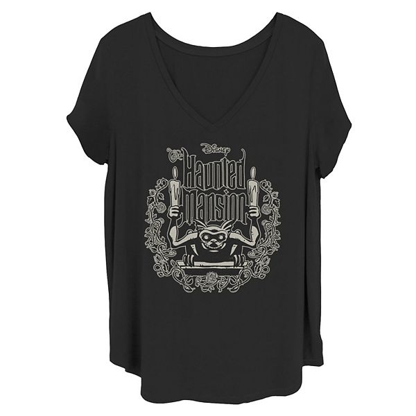 Disney's The Haunted Mansion Women's Gargoyle Candles Wreath V-Neck Tee