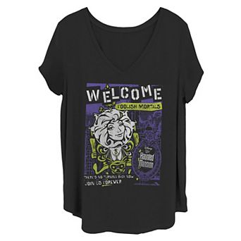 Disney's The Haunted Mansion Women's Madame Leota Welcome Foolish Mortals Poster V-Neck Tee