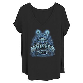 Disney's The Haunted Mansion Women's Gargoyle Candles Roses V-Neck Tee