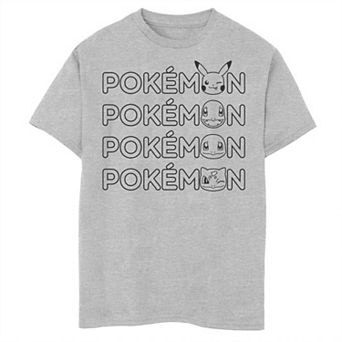 Boys 6-20 Pokemon Original Starters Pikachu Heads Stacked Tee