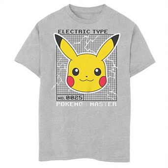 Boys 6-20 Pokemon Pikachu 025 Electric Type Master Grid Box Tee
