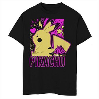 Boys 6-20 Pokemon Pikachu Sweet Cupcake Neon Tee