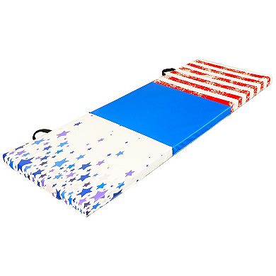 BalanceFrom Fitness GoGym 1.5" Thick Folding 3 Panel Gym Mat, Red/White/Blue