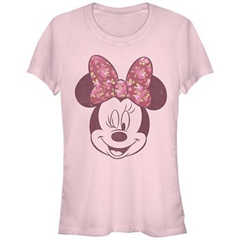 Disney's Minnie Mouse Juniors' Floral Print Bow Graphic Tee
