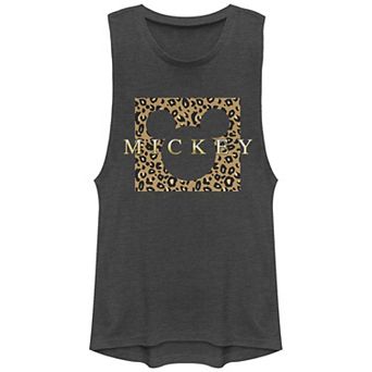 Disney's Mickey Mouse Juniors' Leopard Print Square Festival Muscle Tank Top