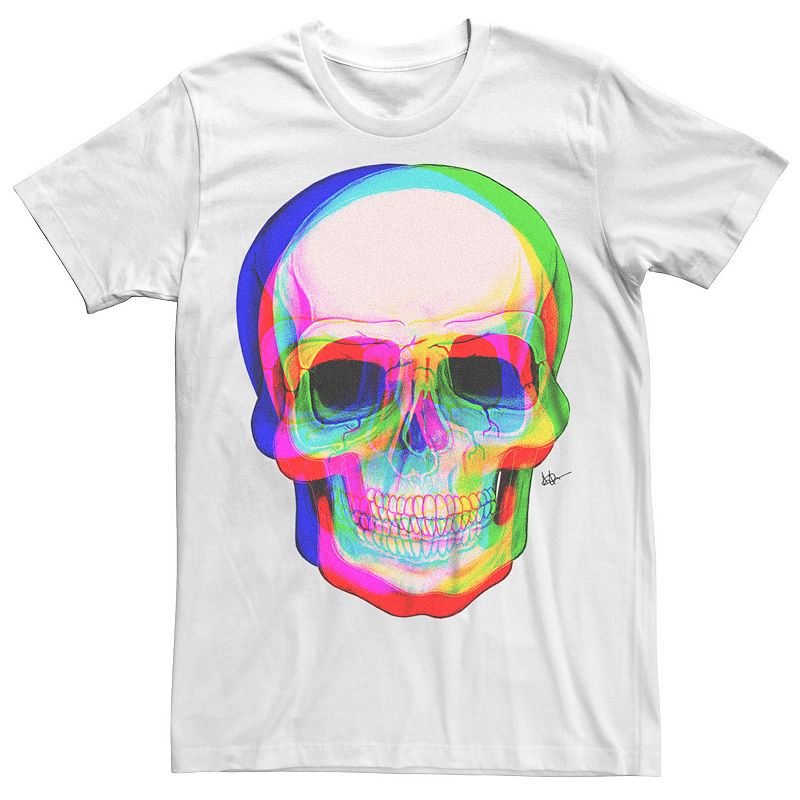 Men's 3D Skull Graphic Tee, Size: XXL, White