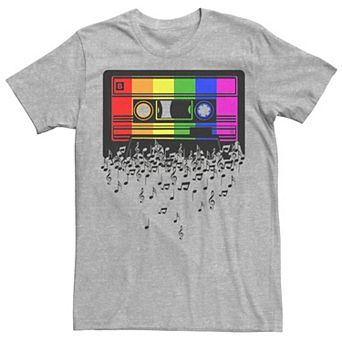Men's Pride Rainbow Flag Music Note Cassette Graphic Tee