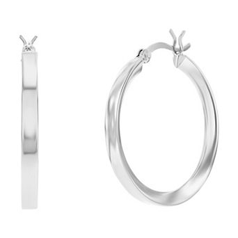 Argento Bella Fancy Flat Hoop Earrings