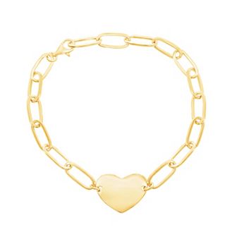 Argento Bella Heart Paperclip Chain Bracelet