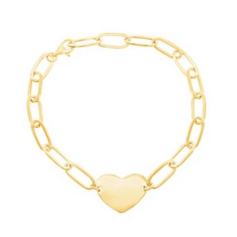 Argento Bella Heart Paperclip Chain Bracelet