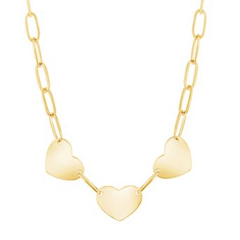 Argento Bella Triple Heart Paperclip Chain Necklace