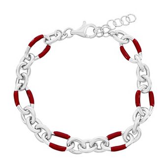 Argento Bella Sterling Silver Red Lava Enamel Bracelet