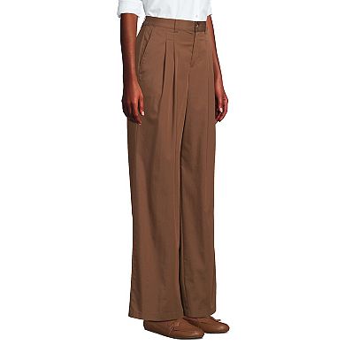 Petite Lands' End High Rise Crisp Poplin Chino Wide Leg Pants