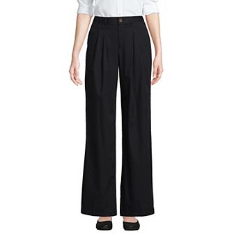 Petite Lands' End High Rise Crisp Poplin Chino Wide Leg Pants