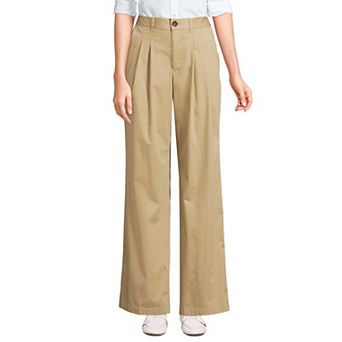 Petite Lands' End High Rise Crisp Poplin Chino Wide Leg Pants