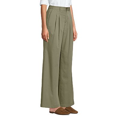 Women's Lands' End High Rise Crisp Poplin Chino Wide Leg Pants