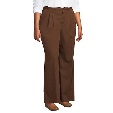 Plus Size Lands' End High Rise Crisp Poplin Chino Wide Leg Pants