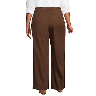 Plus Size Lands' End High Rise Crisp Poplin Chino Wide Leg Pants