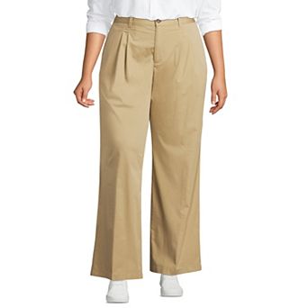 Plus Size Lands' End High Rise Crisp Poplin Chino Wide Leg Pants