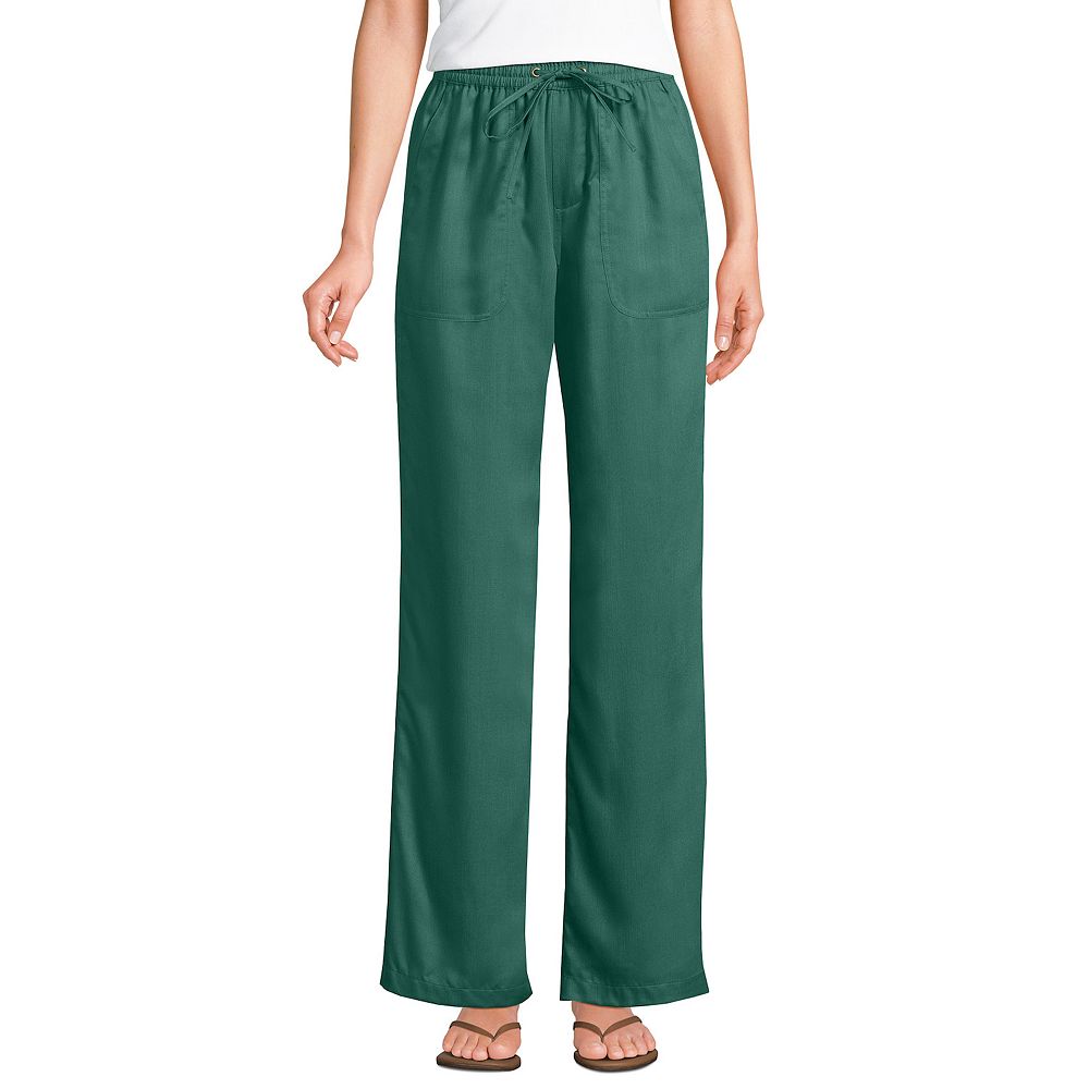 【Raucohouse】Halden wide banding pants Women's Lands' End Tencel High-Rise Wide Leg Pants