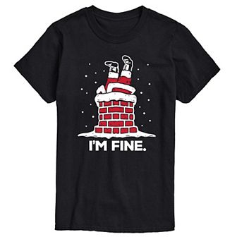 Big & Tall I'm Fine Santa Chimney Graphic Tee
