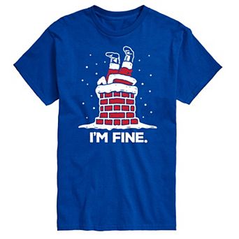 Big & Tall I'm Fine Santa Chimney Graphic Tee