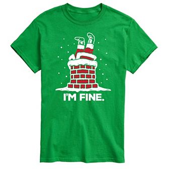 Big & Tall I'm Fine Santa Chimney Graphic Tee