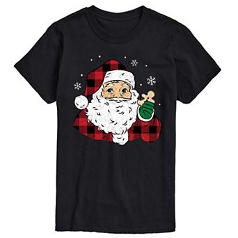 Big & Tall Vintage Santa Plaid Cookie Graphic Tee