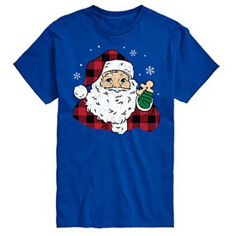 Big & Tall Vintage Santa Plaid Cookie Graphic Tee