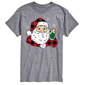 Big & Tall Vintage Santa Plaid Cookie Graphic Tee