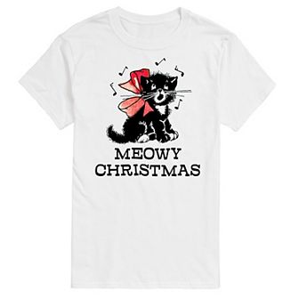 Big & Tall Vintage Meowy Christmas Graphic Tee