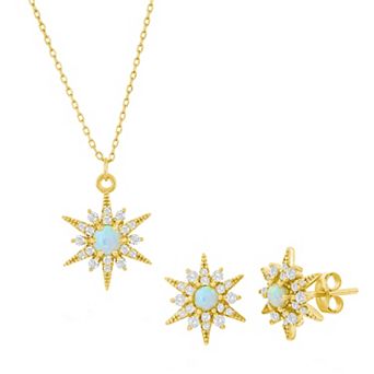 Nautica Rocks Opal Sunburst Cubic Zirconia Necklace & Earrings Set